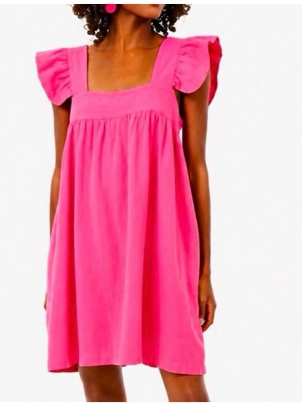 Pomander Place Hot Pink Hazel Ruffle Strap Dress Size M